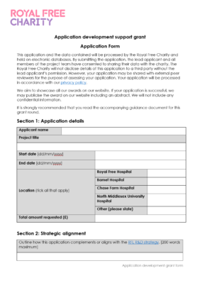 RFC Application development grant form thumbnail.