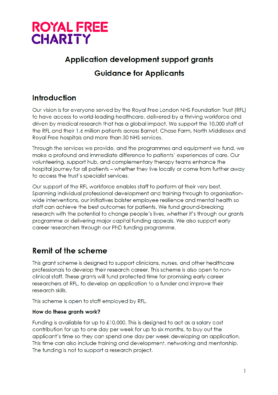 Thumbnail image of the RFC Application development grant guidance document.