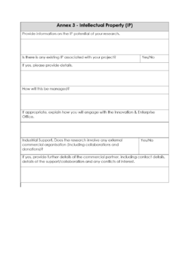 A view of the front cover of the 'Annex 3 - Intellectual Property (IP)' document.