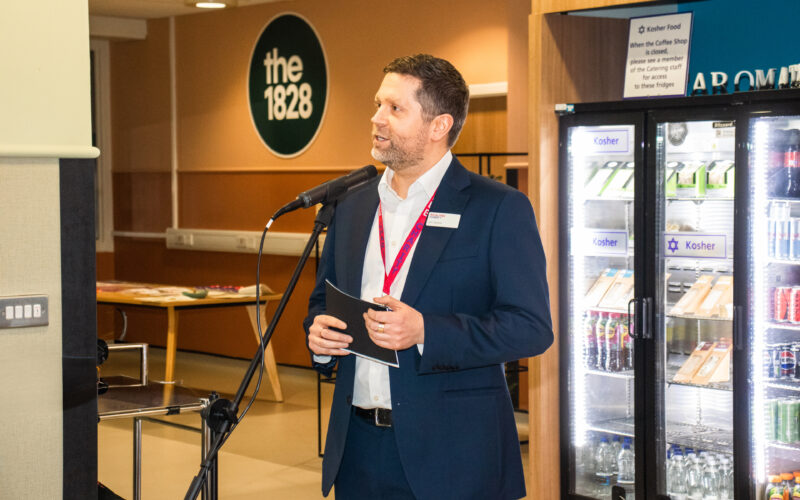 Jon Spiers giving a speech in the newly refurbished 'The 1828' restaurant.
