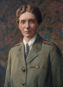 Painting of woman in military uniform