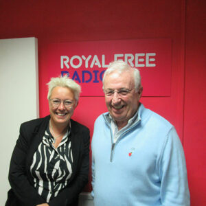 Former Royal Free London chief executive Caroline Clarke interviewer John Smeeton at Royal Free Radio